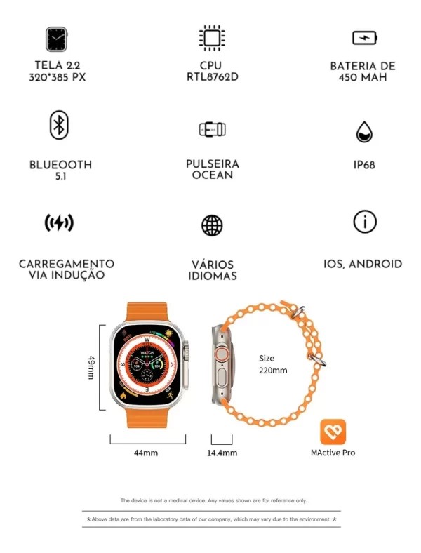 Smartwatch W69 Ultra Series 9 Android Ios Amoled - Image 2