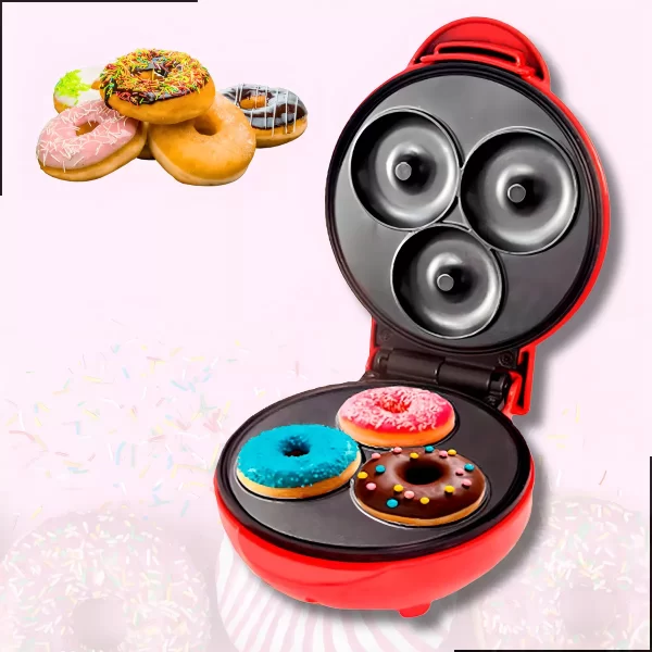 Máquina De Donuts Mini Faz 3 Rosquinhas Waffle