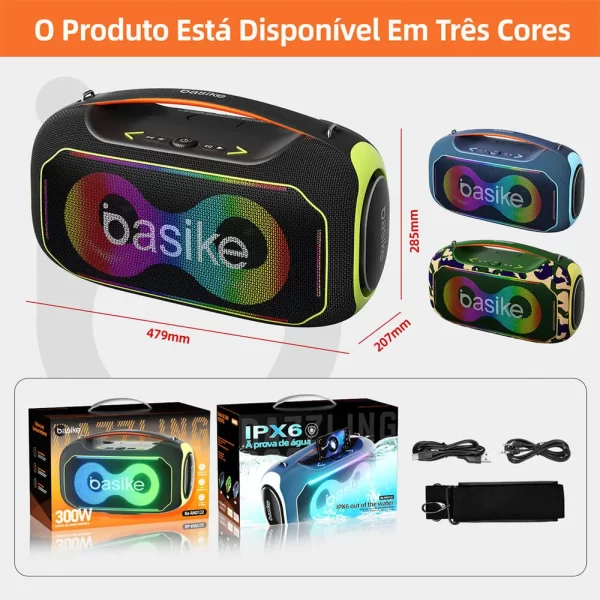 Caixa de Som - Ba Rad 122 - 300W - Com Bluetooth - A Prova D'água - Basike - Imagem 3